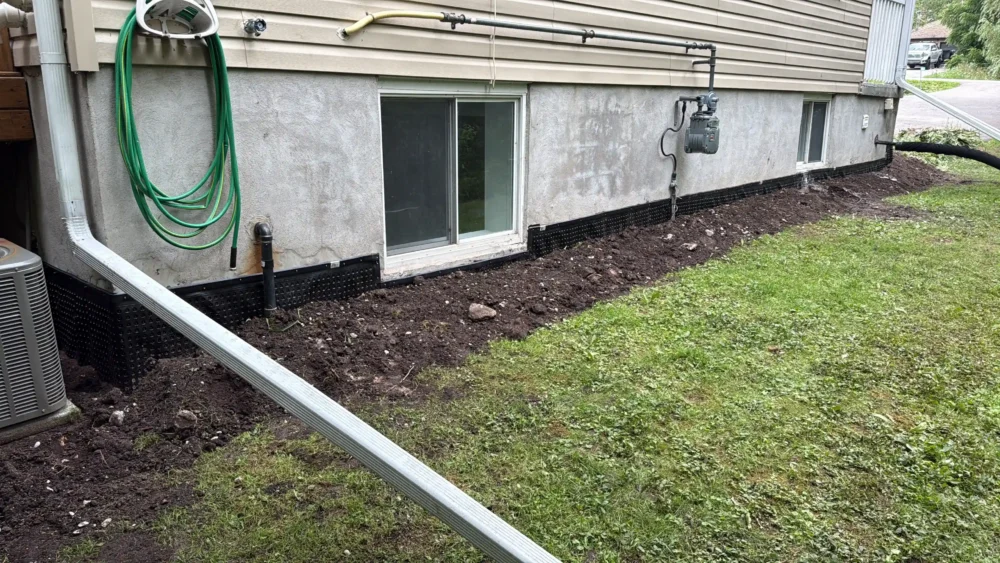 completed exterior waterproofing soil backfill innisfil