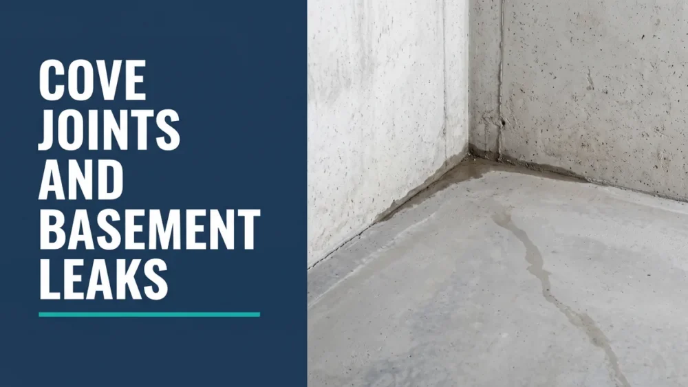 Cove joint basement leak where the foundation wall meets the floor in a Toronto basement