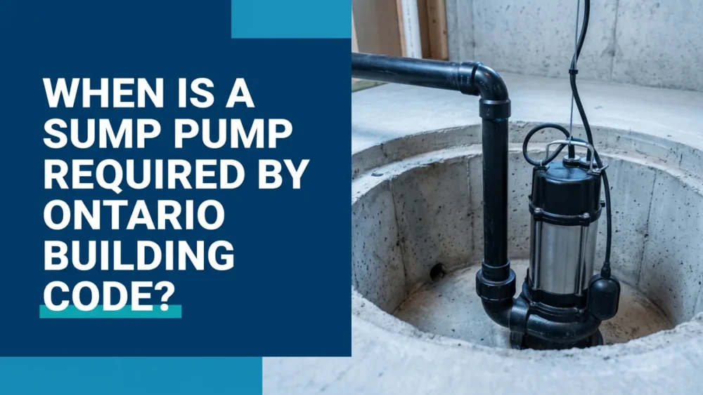 Sump pump in a basement pit illustrating the Ontario Building Code sump pump requirement